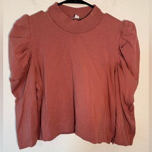 Cuyana French Terry Puff Sleeve Sweatshirt Deep Blush Pink Womens Size XS